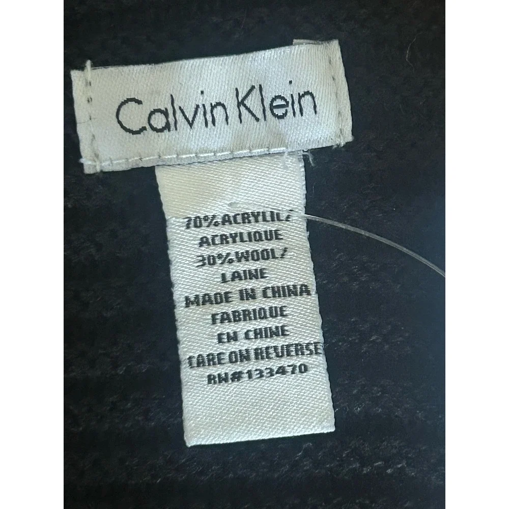 Calvin Klein NWT Wool Blend Black Scarf Classic 12 in x 62 in